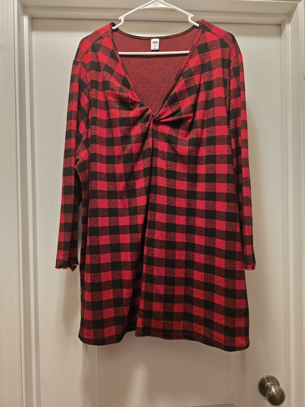 Old Navy Red and Black Plaid Twist-Front Nightshirt